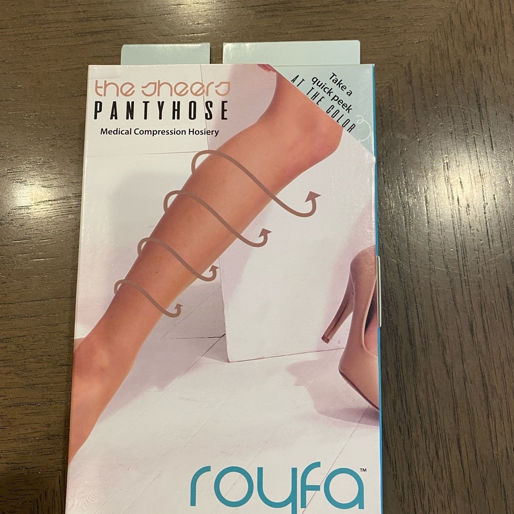 Royfa Compression pantyhose .Sz large Black. 15-20 New in box.